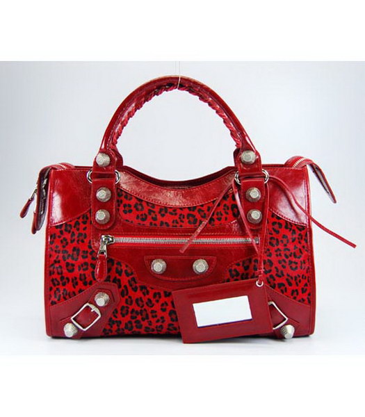 Balenciaga Giant City borsa in Red Leopard Print